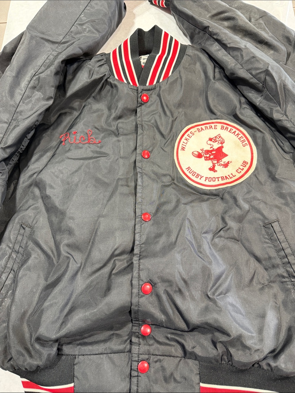 Vintage Wilkes barre rugby football club baseball jacket size xl